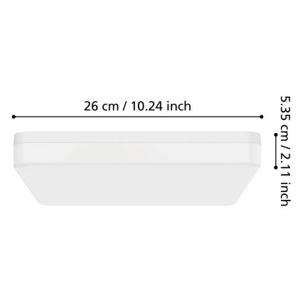 Eglo - LED plafondlamp voor de badkamer LED/16,5W/230V 2700/4000/6500K 26x26 cm IP54 wit