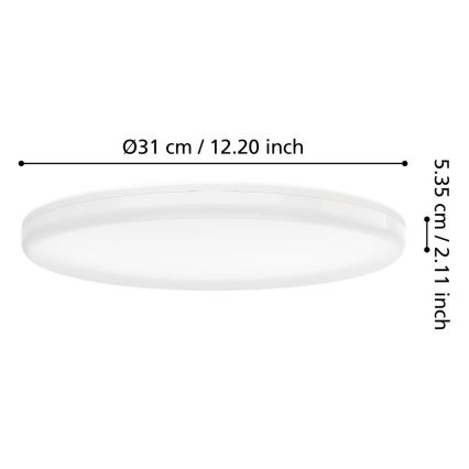 Eglo - Plafonnier LED pour salle de bains avec capteur de mouvement, 20 W, 230 V, 2700/4000/6500 K, Ø 31 cm, IP54, blanc