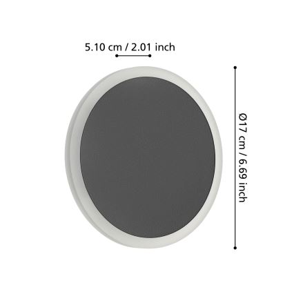 Eglo - LED wand verlichting LED/12W/230V 3000K diameter 17 cm zwart