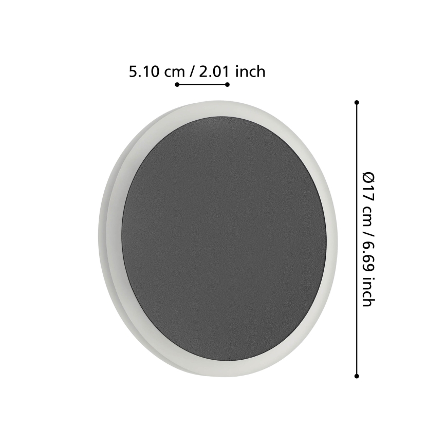 Eglo - LED wand verlichting LED/12W/230V 3000K diameter 17 cm zwart