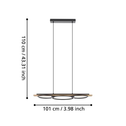 Eglo - Dimbare LED hanglamp aan een koord 2xLED/12,5W/230V+1xLED/15,5W 3000K beige/zwart
