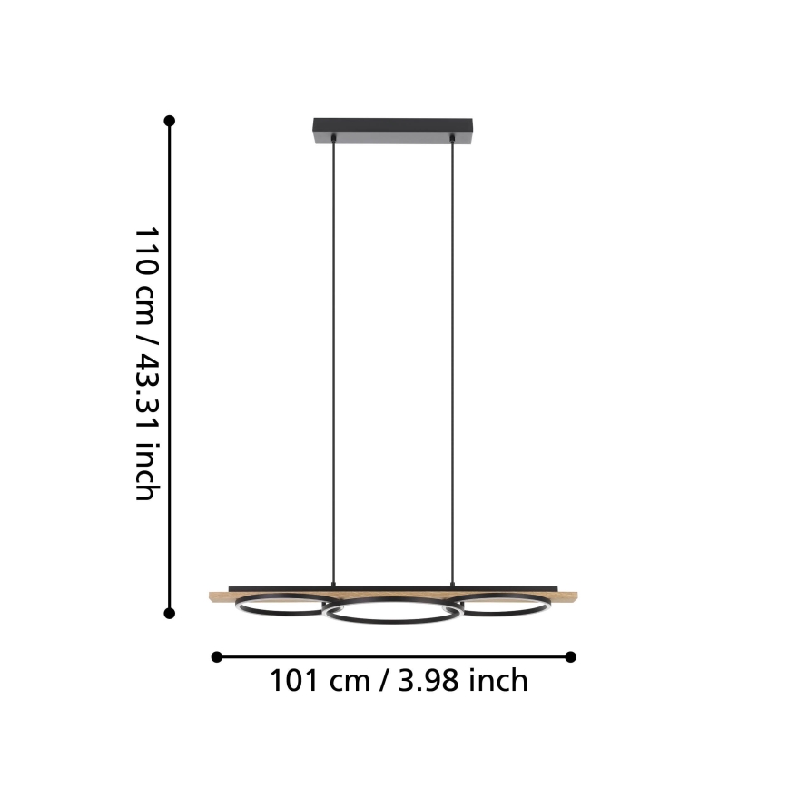 Eglo - Dimbare LED hanglamp aan een koord 2xLED/12,5W/230V+1xLED/15,5W 3000K beige/zwart