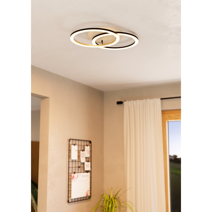 Eglo - Dimbare LED plafondlamp 2xLED/16W/230V 2700-6500K beige/zwart ZigBee