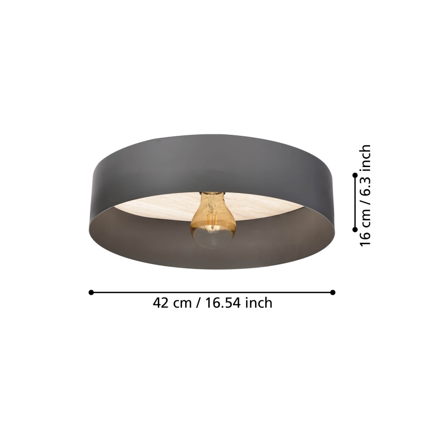 Eglo - Plafondlamp 1xE27/40W/230V grijs