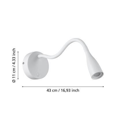 Eglo - Applique murale LED flexible, 3,8 W/230 V, blanche