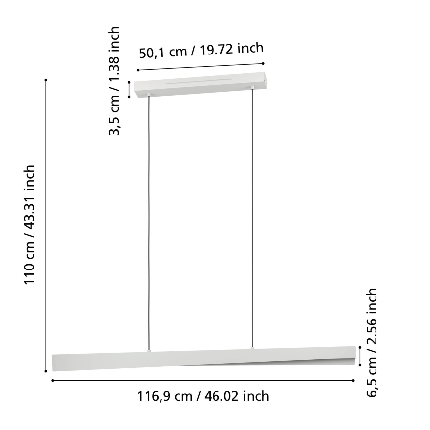 Eglo - LED RGBW dimbare hanglamp met kabelophanging LED/19W/230V 2700-6500K grijs