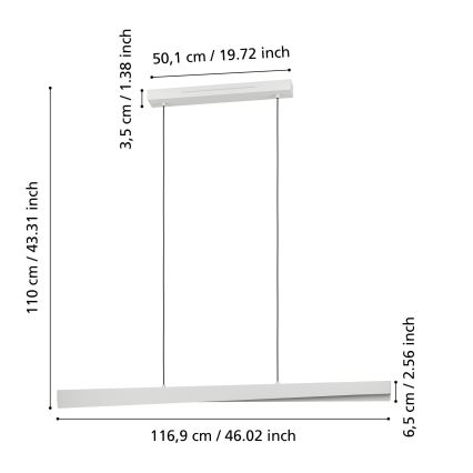 Eglo - Suspension LED RGBW dimmable sur câble LED/19W/230V 2700-6500K gris