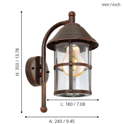 EGLO - Buiten wandlamp 1xE27/60W/230V