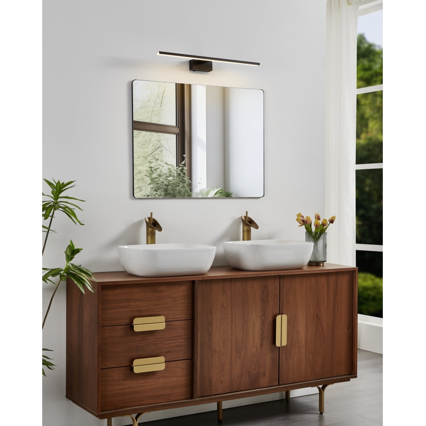 Eglo - Éclairage miroir LED pour salle de bains, 10 W/230 V, 3000/4000/6500 K, 60 cm, IP44, noir