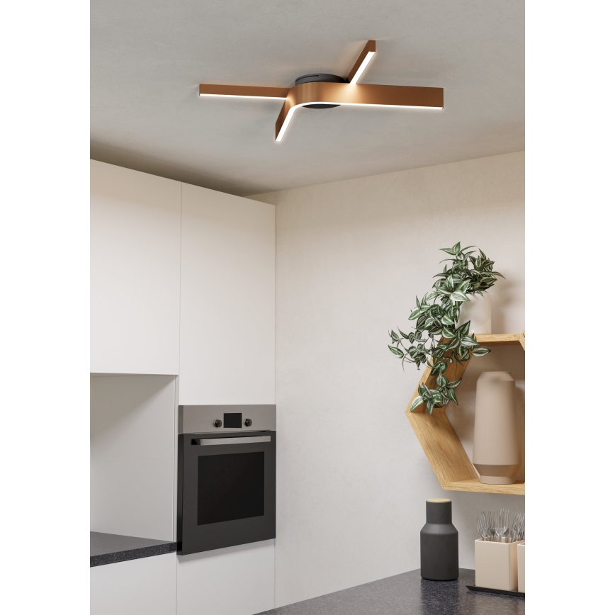 Eglo - LED RGBW dimbare plafondlamp 2xLED/18W/230V koper/zwart