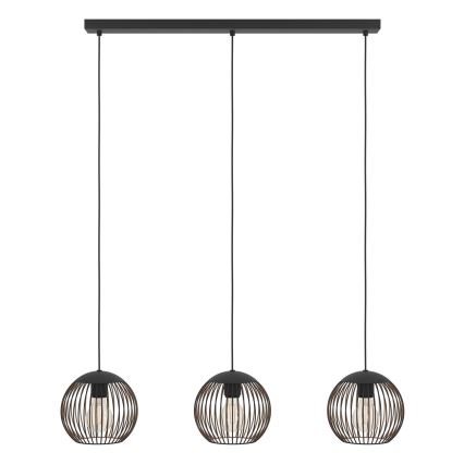 Eglo - Suspension sur câble 3xE27/60W/230V noire