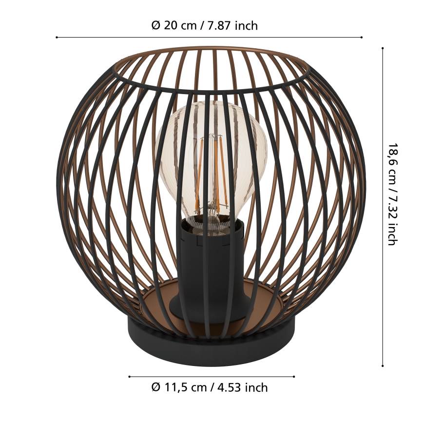 Eglo - Lampe de table 1xE27/60W/230V noire