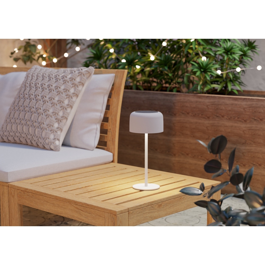 Eglo - Lampe de table tactile solaire à LED rechargeable, LED/2,8W/3,7V 1800 mAh IP44, blanche