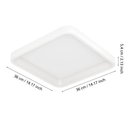 Eglo - LED RGBW dimbare plafondlamp LED/20W/230V 2700-6500K 35x35 cm wit