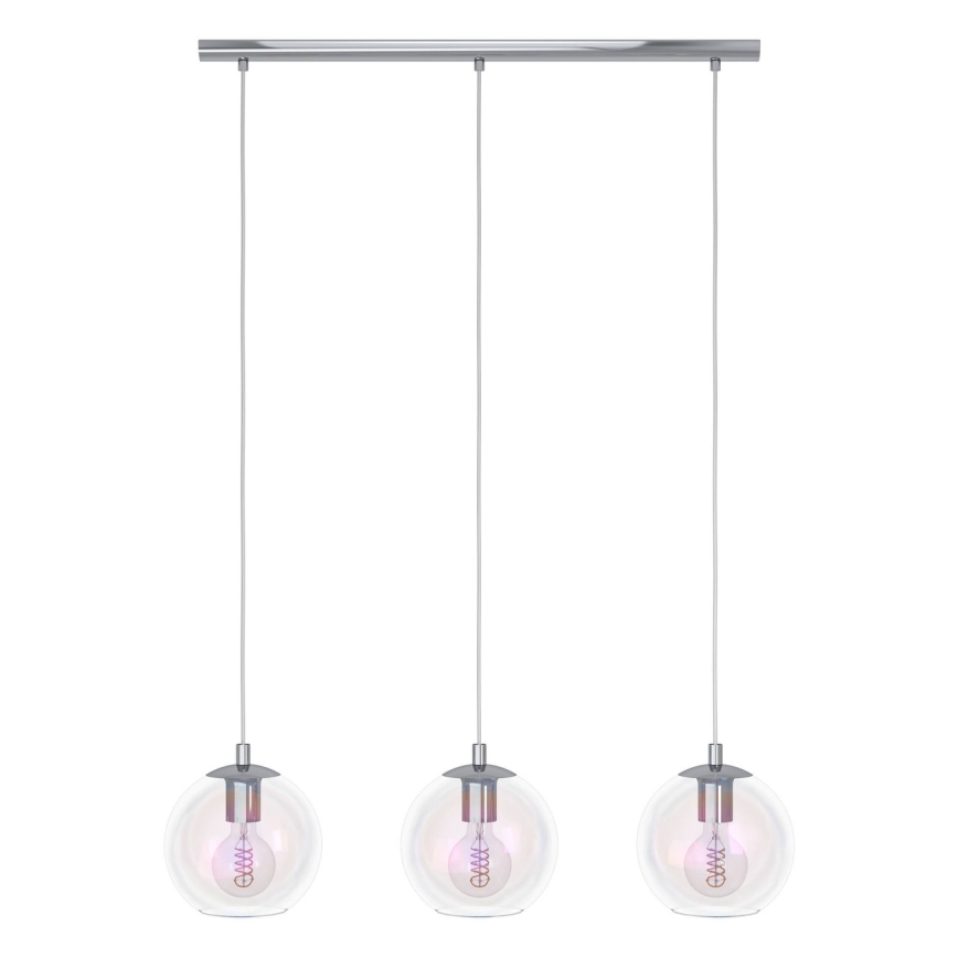 Eglo - Suspension sur câble 3xE27/60W/230V chrome brillant