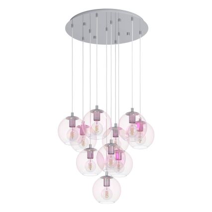 Eglo - Suspension sur câble 10xE27/60W/230V chrome brillant/transparent