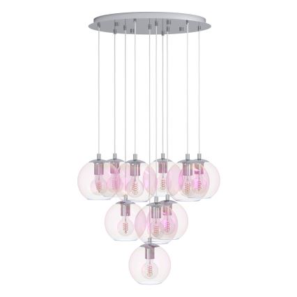Eglo - Suspension sur câble 10xE27/60W/230V chrome brillant/transparent