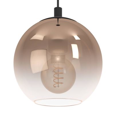 Eglo - Hanglamp aan kabel 1xE27/60W/230V zwart/beige/rookkleurig