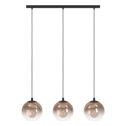 Eglo - Suspension à câble 3xE27/60W/230V noir/beige/fumé