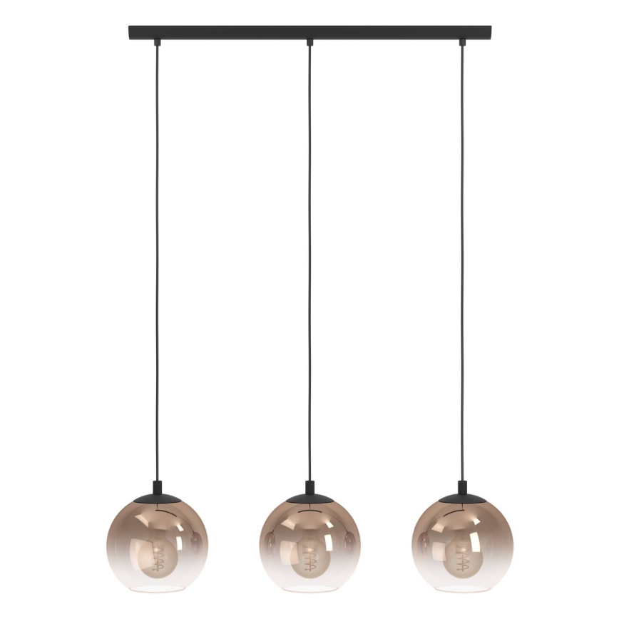 Eglo - Suspension à câble 3xE27/60W/230V noir/beige/fumé