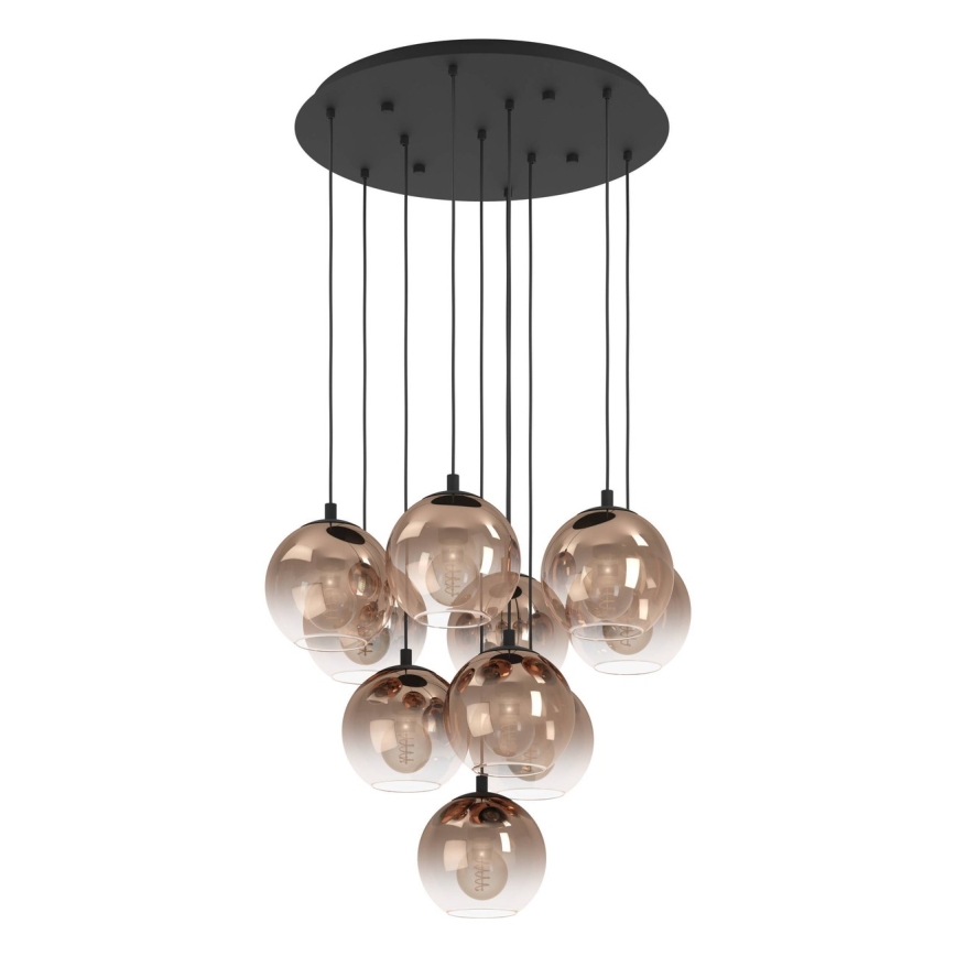 Eglo - Suspension sur câble 10xE27/60W/230V noir/beige/fumé