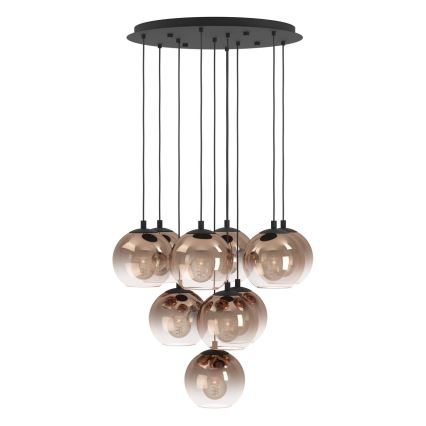Eglo - Suspension sur câble 10xE27/60W/230V noir/beige/fumé