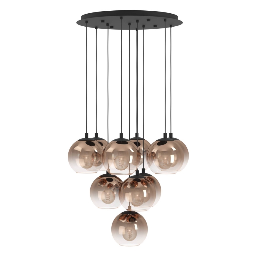 Eglo - Suspension sur câble 10xE27/60W/230V noir/beige/fumé