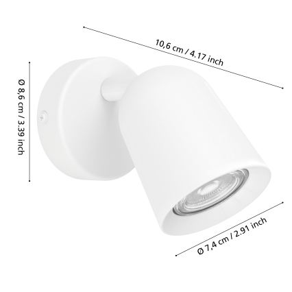 Eglo - Applique murale spot 1xGU10/5W/230V blanche