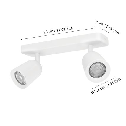 Eglo - Spotarmatuur 2xGU10/10W/230V wit