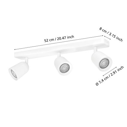 Eglo - Spot 3x GU10/10W/230V blanc