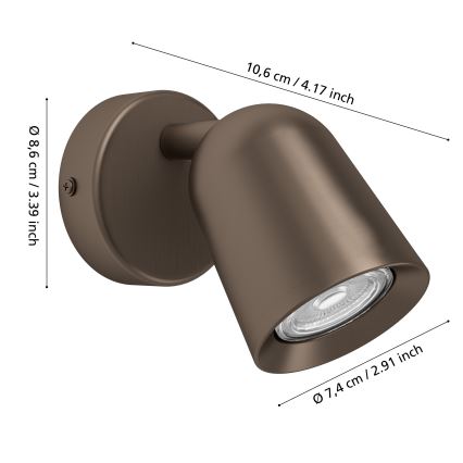 Eglo - Applique spot murale 1xGU10/5W/230V bronze