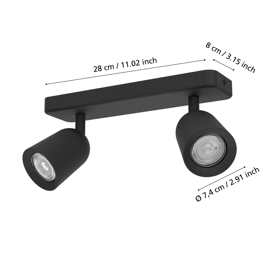 Eglo - Spotlamp 2xGU10/10W/230V zwart