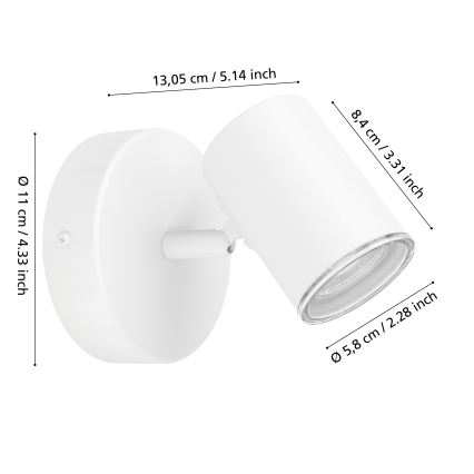 Eglo - Spot mural pour salle de bains 1xGU10/5W/230V IP44 blanc