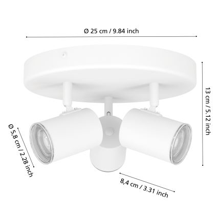 Eglo - Spot de salle de bains 3xGU10/5W/230V IP44 blanc