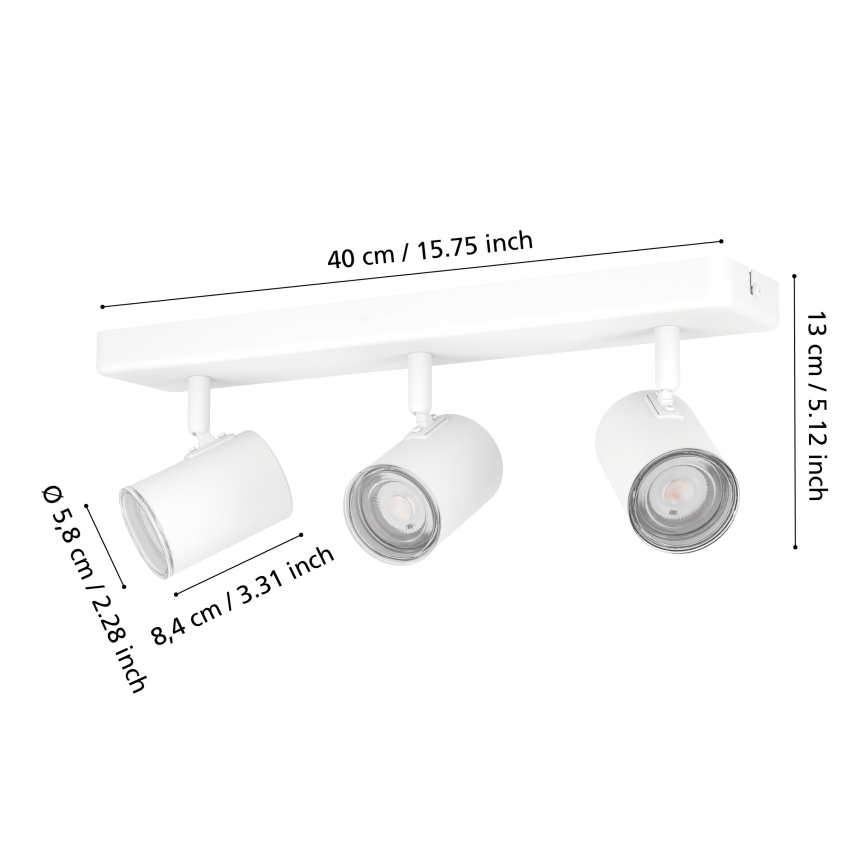 Eglo - Spot de salle de bains 3xGU10/5W/230V IP44 blanc