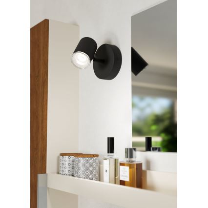 Eglo - Badkamer wandspot 1xGU10/5W/230V IP44 zwart