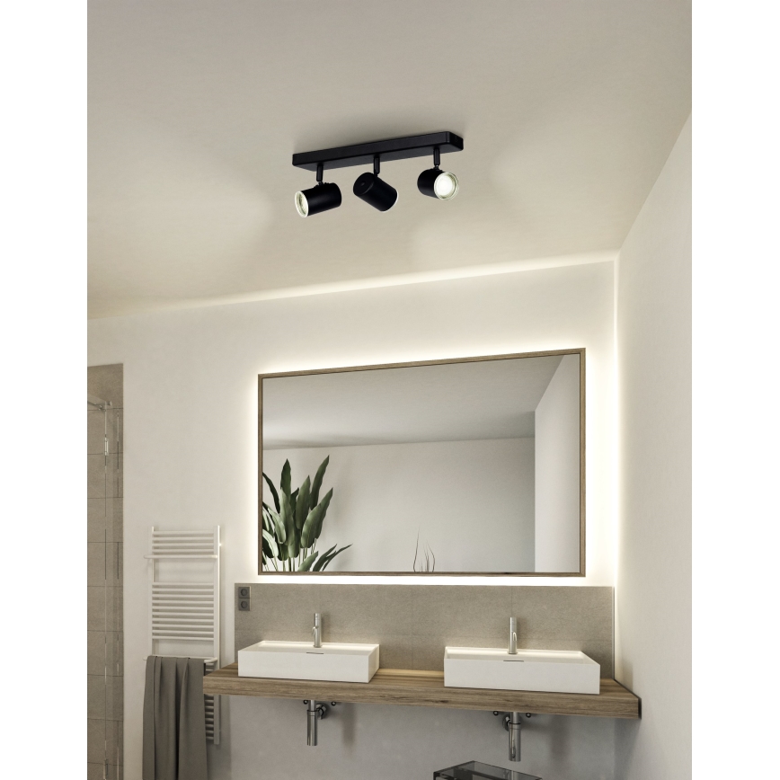 Eglo - Spot de salle de bains 3xGU10/5W/230V IP44 noir
