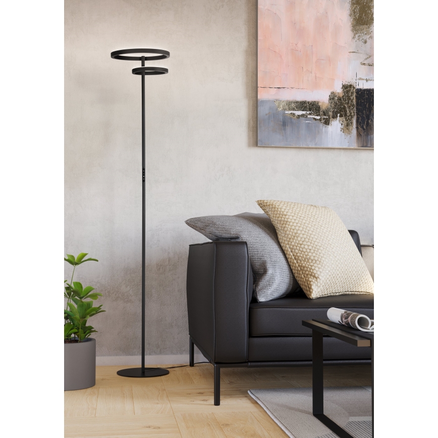 Eglo - Lampadaire LED dimmable LED/16W/230V + LED/12W noir