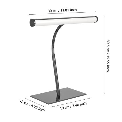 Eglo - Lampe de table tactile LED dimmable, 5W, 230V, 2700/4000/6500K, noir chromé