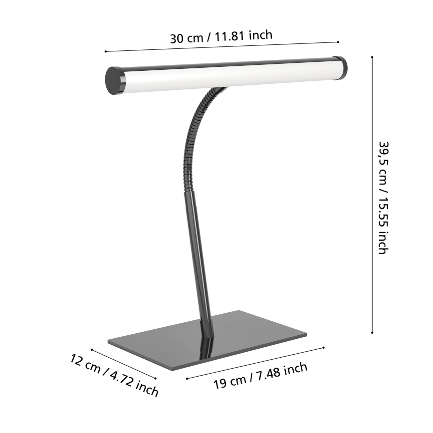 Eglo - Lampe de table tactile LED dimmable, 5W, 230V, 2700/4000/6500K, noir chromé