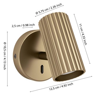 Eglo - Applique murale spot 1xGU10/5W/230V dorée