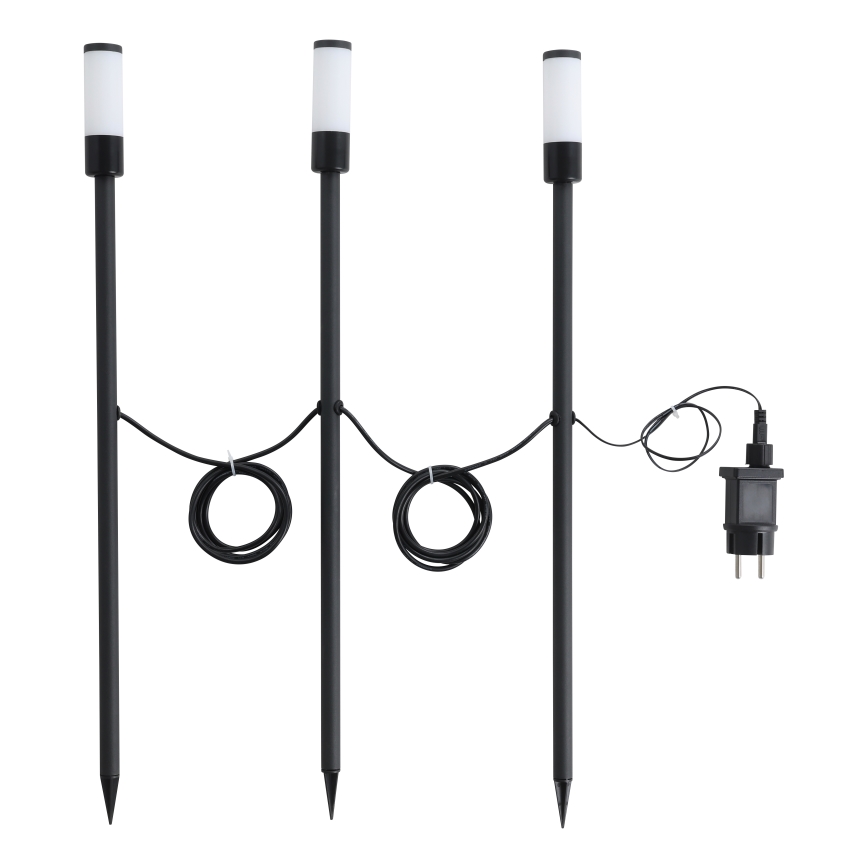 Eglo - Ensemble de 3 lampes extérieures LED RGB, 1W/230V, IP44, noires + télécommande