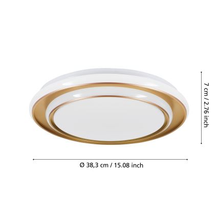Eglo - Plafonnier LED 24 W/230 V, 2700/4000/6500 K, Ø 40 cm, doré