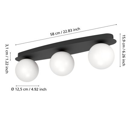 Eglo - LED plafondlamp voor de badkamer 3xG9/4,2W/230V IP44 zwart