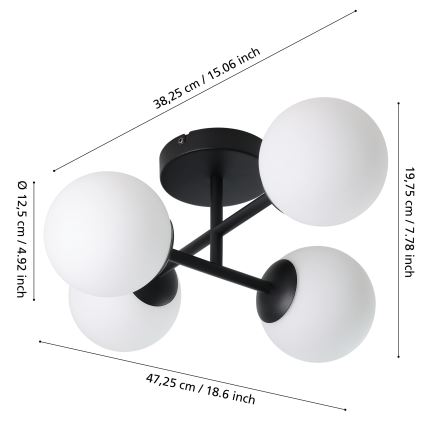 Eglo - Plafonnier LED pour salle de bains en applique 4xG9/4,2W/230V IP44 noir