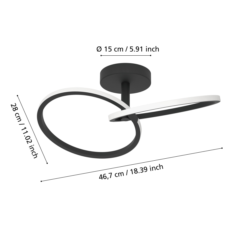 Eglo - LED plafondlamp LED/12W/230V 2700/4000/6500K zwart