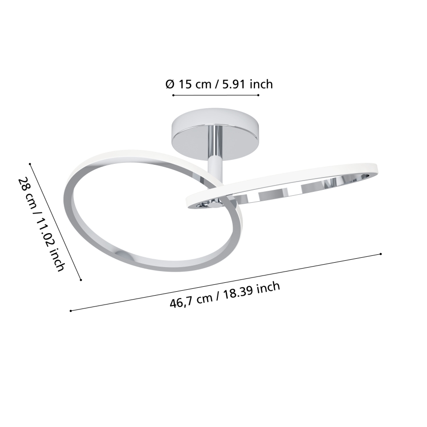 Eglo - LED-plafondlamp LED/12W/230V 2700/4000/6500K glanzend chroom