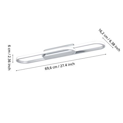 Eglo - Plafonnier LED 20W/230V 2700/4000/6500K chrome brillant