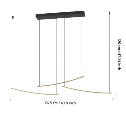 Eglo - Suspension LED à intensité variable sur câble, 22 W/230 V, 2700/4000/6500 K, dorée