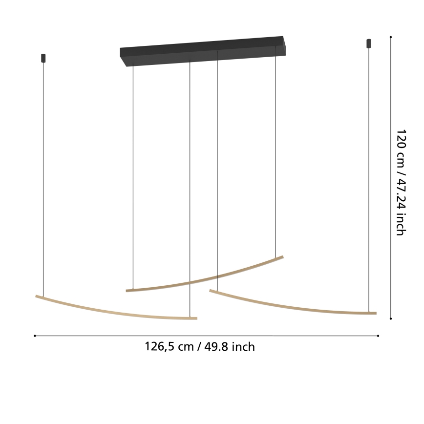 Eglo - Suspension LED à intensité variable sur câble, 22 W/230 V, 2700/4000/6500 K, dorée